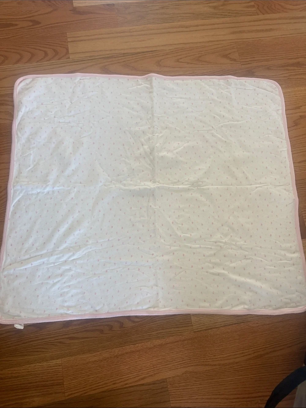 Vintage gymboree pink white flowers Baby blanket with Pink Trim